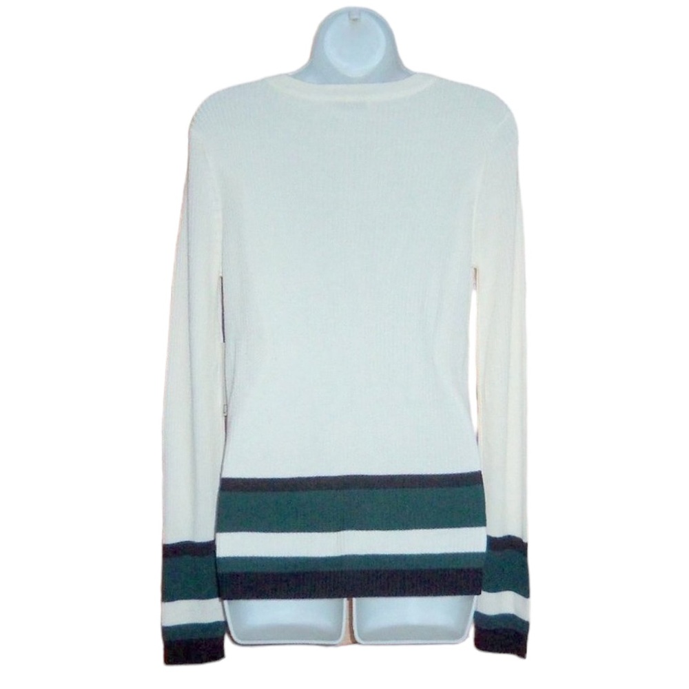 Dex Lightweight Green Ivory Striped Sweater Women’s Large NWT - Picture 6 of 8